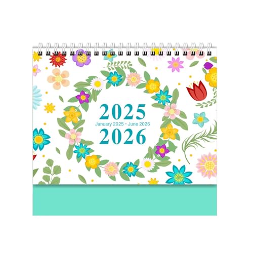 Blumen-Tischkalender, Blumendesign, Tischkalender, 17,8 x 20,3 cm, Tischkalender 2025-2026, 18-Monats-Schreibtischkalender, dicker Papier-Tischkalender, vereinfachter Schreibtischkalender, floraler von Gitekain