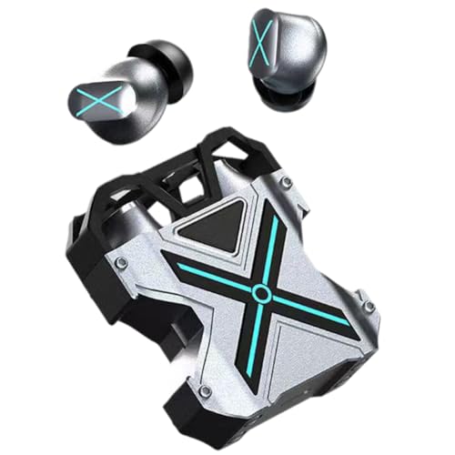 Giwnhvx Bluetooth-Kompatible Ohrhörer in-Ear-Geräuschunterdrückung Mechanischer Stil Kabellose E-Sport-Gaming-Headsets Silber von Giwnhvx