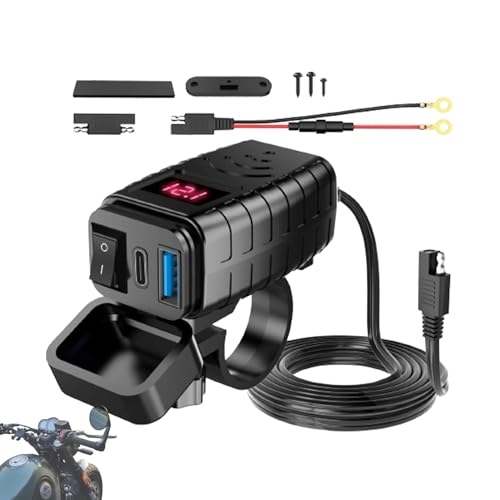 GjnjfdF Motorrad-Handy-Ladegerät, Motorrad-USB-Ladegerät - PD & Schnellladegerät 3.0, QC3.0 Schnellladung | USB-Anschluss, Schnellladegerät PD 3.0-Ladebuchse für Motorräder von GjnjfdF