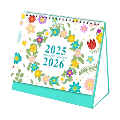 GkgWuxf Blumen-Tischkalender 2025–2026, 18 Monate Vereinfachter Tischkalender, Floraler Monatlicher Tischkalender, 18 Monats Blumenmotiv Klappkalender 2025, Stehender Klappkalender von GkgWuxf