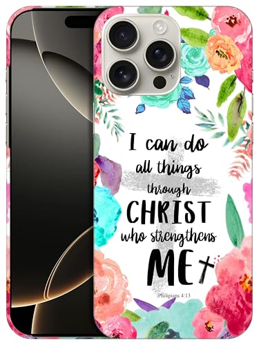 GlamCase - I can do all things through Christ bedruckte Hartschale für iPhone 16 Pro Max, Weiß von GlamCase