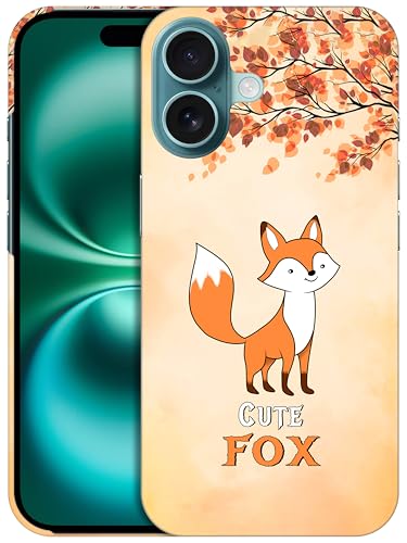 GlamCase Niedliche PC-Hülle für iPhone 16 mit Fuchs-Aufdruck, Weiß von GlamCase