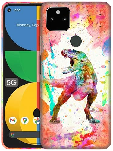 GlamCase Schutzhülle für Google Pixel 5A 5G, Google Pixel 5A, Aquarell-Dinosaurier-Design, bedruckt, schlank und elegant, niedlich, Kunststoff, Hartschale, zum Aufstecken, für Pixel 5A von GlamCase