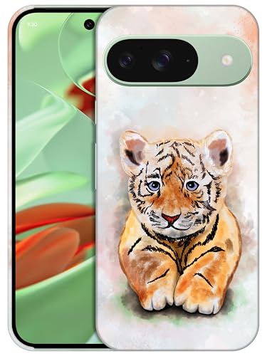 GlamCase Schutzhülle für Google Pixel 9 5G, Google Pixel 9 5G, süßes Baby-Tiger-Design, bedruckt, schlank und elegant, niedlich, Kunststoff, Hartschale, zum Aufstecken, für Pixel 9, Weiß von GlamCase