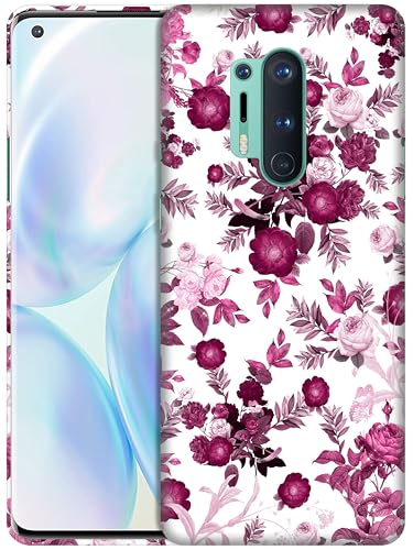 GlamCase Schutzhülle für OnePlus 8 Pro, OnePlus 8 Pro – Rosa Burgunderrot mit Blumenmuster, bedruckt, schlank und elegant, niedlich, Kunststoff, Hartschale, zum Aufstecken, Designer-Schutzhülle für von GlamCase