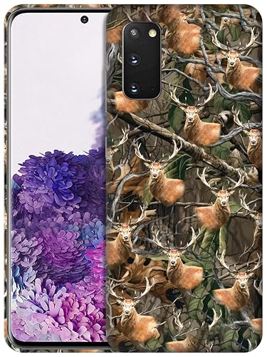 GlamCase Schutzhülle für Samsung Galaxy S20, Samsung Galaxy S20, Camouflague-Hirsch-Design, bedruckt, schlank und elegant, niedlich, Kunststoff, Hartschale, zum Aufstecken, Designer-Schutzhülle für von GlamCase