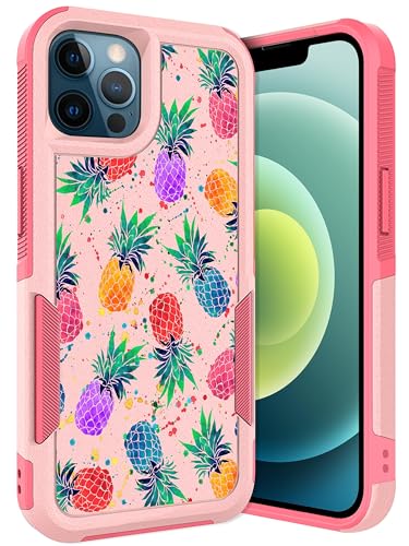 GlamCase Schutzhülle für iPhone 12 / 12 Pro, Motiv Ananas, Aquarellfarben, Pink von GlamCase