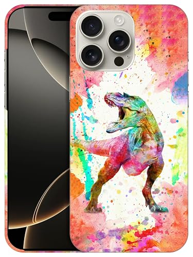 GlamCase Schutzhülle für iPhone 16, iPhone 16 – Aquarell-Dinosaurier-Design, bedruckt, schlank und elegant, niedlich, Kunststoff, Hartschale, zum Aufstecken, Designer-Schutzhülle für iPhone 16 von GlamCase