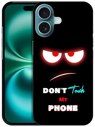 GlamCase Schutzhülle für iPhone 16, iPhone 16 – Don'T Touch My Phone-Design, bedruckt, schlank und schlank, niedlich, Kunststoff, Hartschale, zum Aufstecken, Designer-Schutzhülle für iPhone 16, Weiß von GlamCase