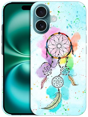 GlamCase Schutzhülle für iPhone 16 Plus, iPhone 16 Plus – Aquarell-Traumfänger-Design, bedruckt, schlank und elegant, niedlich, Kunststoff, Hartschale, zum Aufstecken, Designer-Schutzhülle für iPhone von GlamCase