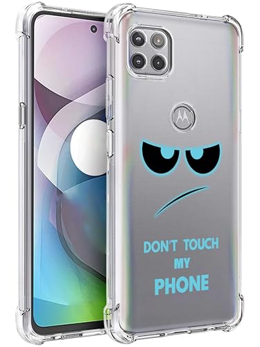 GlamCase Transparente Schutzhülle für Motorola One 5G Ace 2021 / Moto One 5G UW Ace – Don't Touch My Phone Eyes Blaugrün bedruckt, stoßfest, Schutzhülle für Moto One 5G Ace 2021/Moto One 5G UW Ace von GlamCase