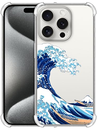 GlamCase Transparente Schutzhülle für iPhone 15 Pro Max, iPhone 15 Pro Max, transparente Hülle – Das große Wellen-Design, bedruckt, langlebig, klar, stoßfest, Designer-Schutzhülle für iPhone 15 Pro von GlamCase