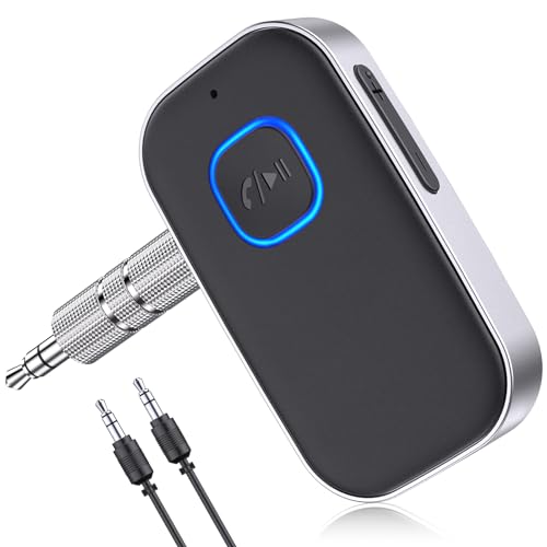 Glangeh Bluetooth Adapter Auto, Upgraded 5.0 Lärmminderung 3,5mm , 16H Standby aux für Audio System, Kopfhörer, Speaker, Heimstereosysteme von Glangeh