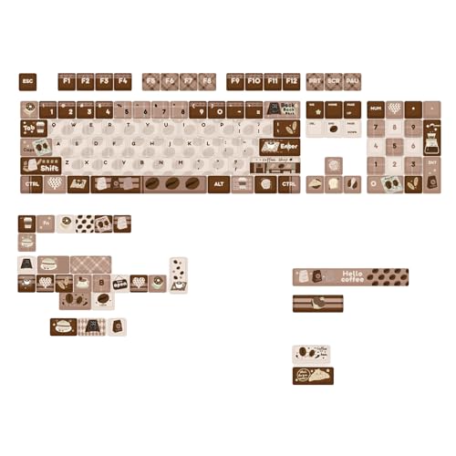 Glanhbnol Tastenkappen 131-teiliges Wärmesublimiertes Kaffeebraun Tastenkappen Set Individuell Anpassbar Für Mechanische Tastaturen von Glanhbnol