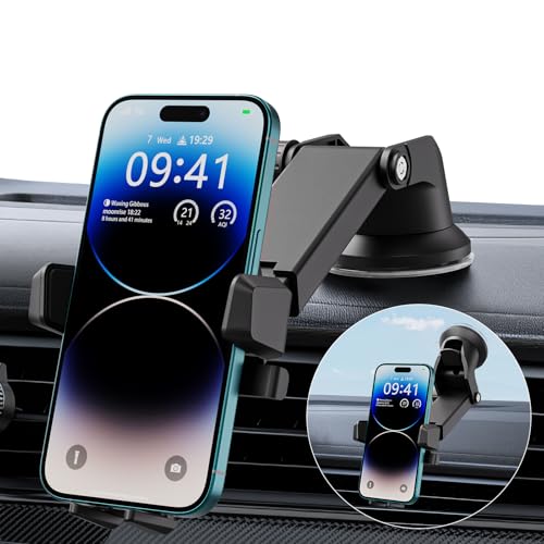 GlasFlength Handyhalterung Auto, Universal Handyhalter Saugnapf für das Armaturenbrett und die Windschutzscheibe Car Phone Holder für iPhone Android Smartphone Autohalterung Handy für 4-6.4" von GlasFlength