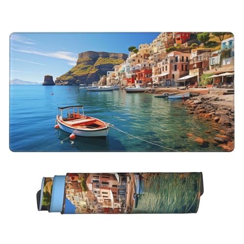 MousePad Großes Mauspad mit rutschfester Gummiunterseite, Strandstadt, Mauspads für Mann und Frau, Computer-Mauspad für kabellose Maus, Tastaturmatte, Gaming-Schreibtischunterlage für Zuhause von GlbnSHeric