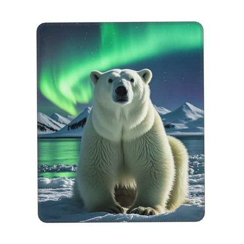 MousePad Kleines Mauspad mit rutschfester Gummiunterseite, Nordlichter, Eisbär-Mauspads für Mann und Frau, Computer-Mauspad für kabellose Maus, Tastaturmatte, Gaming-Schreibtischunterlage für Zuhause von GlbnSHeric