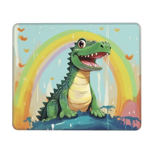 MousePad Kleines Mauspad mit rutschfester Gummiunterseite, niedliches Krokodil-Regenbogen-Mauspad für Mann und Frau, Computer-Mauspad für kabellose Maus, Tastaturmatte, Gaming-Schreibtischunterlage von GlbnSHeric