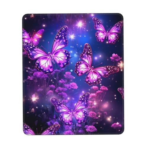 MousePad Kleines Mauspad mit rutschfester Gummiunterseite, violett, niedlicher Schmetterling, Mauspads für Mann und Frau, Computer-Mauspad für kabellose Maus, Tastaturmatte, von GlbnSHeric