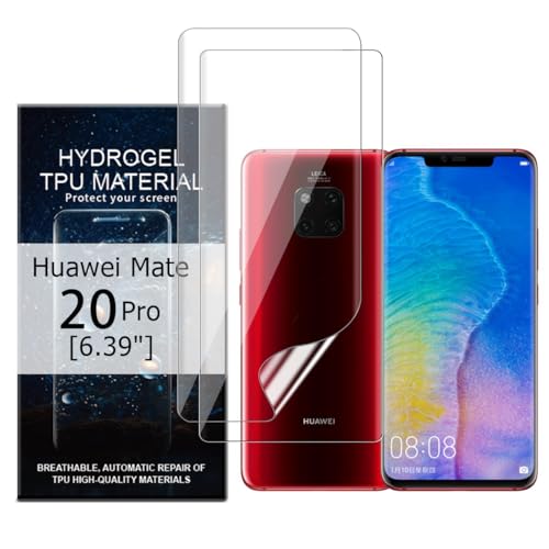 Glcrrpu 2 Stück Hydrogel Displayschutzfolie Film für Huawei Mate 20 Pro[6.39inch],Schutzfolie Flexible Hydrogel Folie Weich Transparente TPU,HD von Glcrrpu