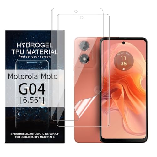 Glcrrpu 2 Stück Hydrogel Displayschutzfolie Film für Motorola Moto G04[6.56"],Schutzfolie Flexible Hydrogel Folie Weich Transparente TPU,HD von Glcrrpu