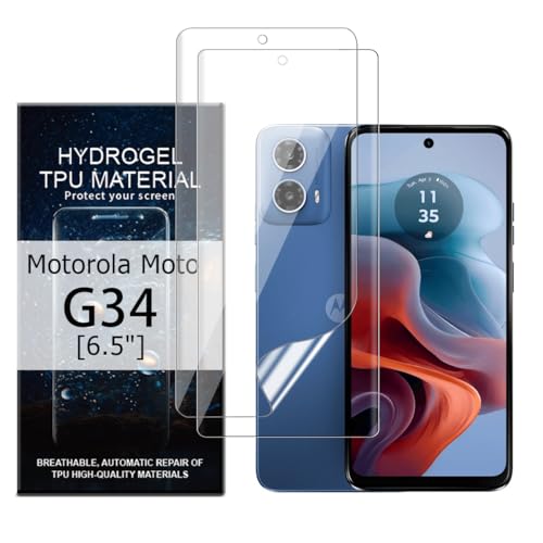 Glcrrpu 2 Stück Schutzfolie Film Film für Motorola Moto G34[6.5"],Hydrogel Displayschutzfolie Folie Flexible Weich Transparente TPU,HD von Glcrrpu