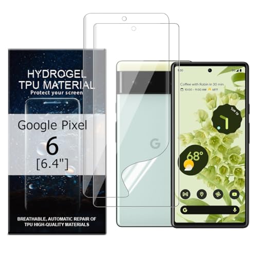 Glcrrpu Displayschutzfolie für Google Pixel 6 [6,4 Zoll], hochempfindliche Hydrogel-TPU-Folie, HD, klar, flexibel, selbstheilend, kein gehärtetes Glas, 2 Stück von Glcrrpu