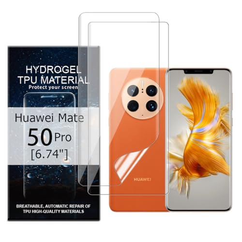 Glcrrpu Displayschutzfolie für Huawei Mate 50 Pro, 17,1 cm (6,7 Zoll), hochempfindlich, Hydrogel-TPU-Folie, HD, klar, flexibel, selbstheilend, kein gehärtetes Glas, 2 Stück von Glcrrpu