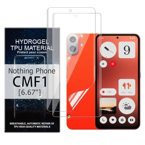 Glcrrpu Displayschutzfolie für Nothing CMF Phone 1 [6,7 Zoll] Hochempfindliche Hydrogel-TPU-Folie, HD, klar, flexibel, selbstheilend, kein gehärtetes Glas, 2 Stück von Glcrrpu