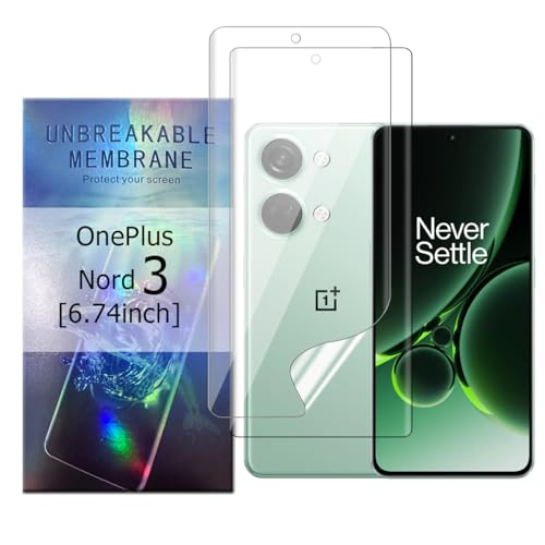 Glcrrpu Displayschutzfolie für OnePlus Nord 3 [6,7 Zoll] Hochempfindliche Hydrogel-TPU-Folie, HD, klar, flexibel, selbstheilend, kein gehärtetes Glas, 2 Stück von Glcrrpu