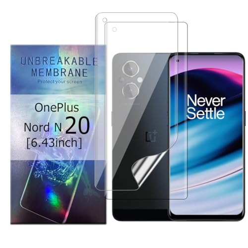 Glcrrpu Displayschutzfolie für OnePlus Nord N20 [6,4 Zoll] Hochempfindliche Hydrogel-TPU-Folie, HD, klar, flexibel, selbstheilend, kein gehärtetes Glas, 2 Stück von Glcrrpu