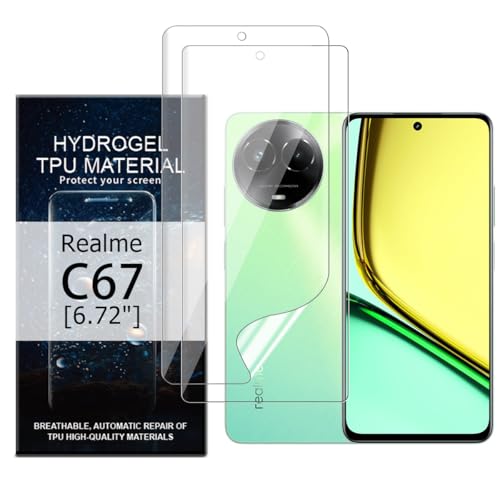 Glcrrpu Displayschutzfolie für Realme C67 [17,1 cm] Hochempfindliche Hydrogel-TPU-Folie, HD, klar, flexibel, selbstheilend, kein gehärtetes Glas, 2 Stück von Glcrrpu