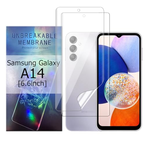 Glcrrpu Displayschutzfolie für Samsung Galaxy A14 [16,8 cm] Hochempfindliche Hydrogel-TPU-Folie, HD, klar, flexibel, selbstheilend, kein gehärtetes Glas, 2 Stück von Glcrrpu