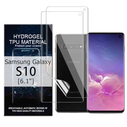 Glcrrpu Displayschutzfolie für Samsung Galaxy S10 [6,1 Zoll] Hochempfindliche Hydrogel-TPU-Folie, HD, klar, flexibel, selbstheilend, kein gehärtetes Glas, 2 Stück von Glcrrpu