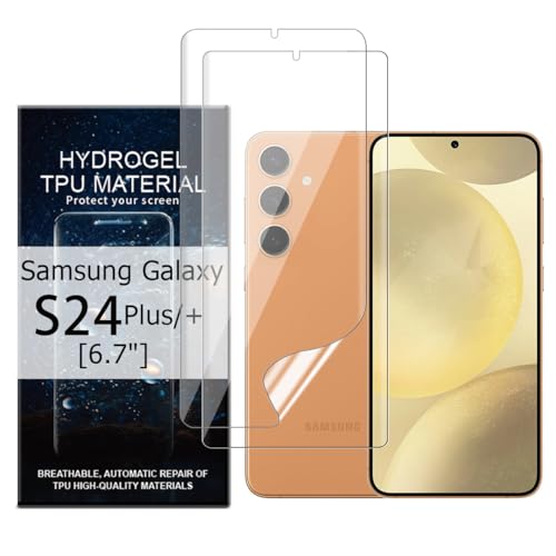 Glcrrpu Displayschutzfolie für Samsung Galaxy S24 Plus/+ [6,7 Zoll] Hochempfindliche Hydrogel-TPU-Folie, HD, klar, flexibel, selbstheilend, kein gehärtetes Glas, 2 Stück von Glcrrpu