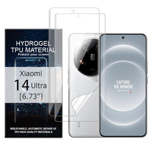 Glcrrpu Displayschutzfolie für Xiaomi 14 Ultra [6,7 Zoll] Hochempfindliche Hydrogel-TPU-Folie, HD, klar, flexibel, selbstheilend, kein gehärtetes Glas, 2 Stück von Glcrrpu