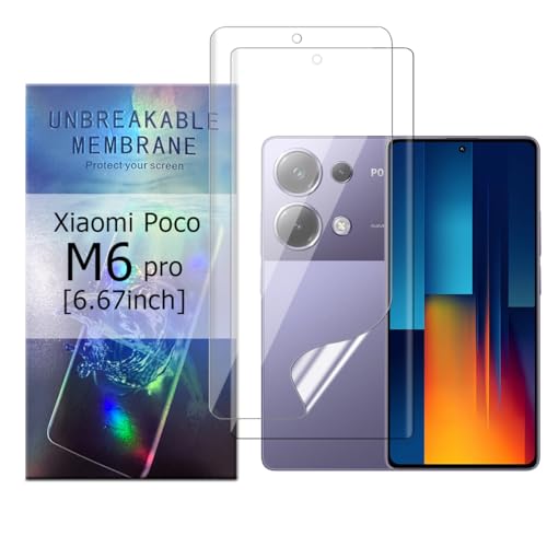 Glcrrpu Displayschutzfolie für Xiaomi Poco M6 Pro [6,7 Zoll] Hochempfindliche Hydrogel-TPU-Folie, HD, klar, flexibel, selbstheilend, kein gehärtetes Glas, 2 Stück von Glcrrpu