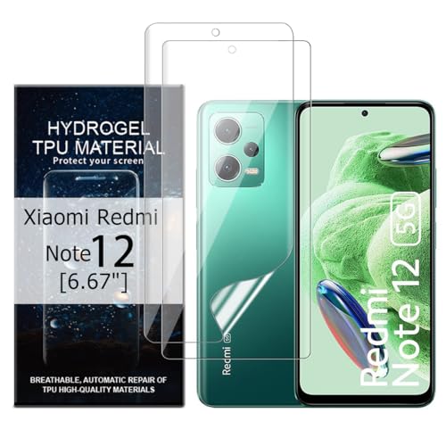 Glcrrpu Displayschutzfolie für Xiaomi Redmi Note 12 [6,7 Zoll] Hochempfindliche Hydrogel-TPU-Folie, HD, klar, flexibel, selbstheilend, kein gehärtetes Glas, 2 Stück von Glcrrpu