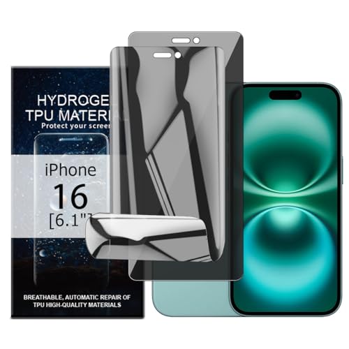 Glcrrpu Hydrogel Privacy Displayschutzfolie für iPhone 16 [6.1inch],2 Stück [Anti-Spy] Sichtschutz Schutzfolie Weich Flexible TPU,Kratzen,Einfacher Montage von Glcrrpu