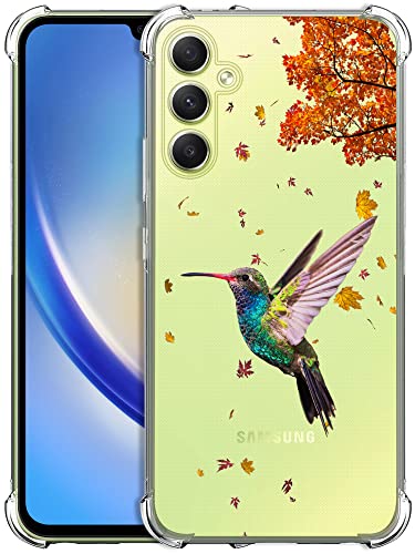 Glisten - Samsung Galaxy A34 Hülle, Samsung A34 Clear Case - Kolibri-Vogel Teal Printed Printed Durable Slim Fit Transparent Shockproof Designer Back Clear Case / Cover für Samsung A34 5G von Glisten