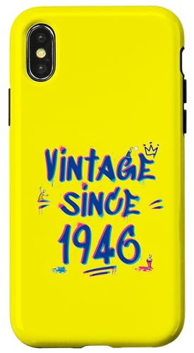 1946 Vintage Graffiti Glitch - 79 Years of Style Hülle für iPhone X/XS von Glitch Graffiti Style Graphic Design For Men Women