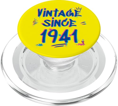 Vintage Since 1941 Graffiti Glitch 84th Bday Hip-Hop Vibes PopSockets PopGrip für MagSafe von Glitch Graffiti Style Graphic Design For Men Women