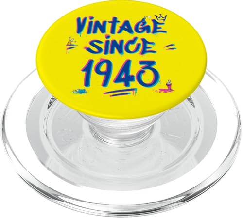 Vintage Since 1943 Graffiti Glitch 82nd Birthday PopSockets PopGrip für MagSafe von Glitch Graffiti Style Graphic Design For Men Women