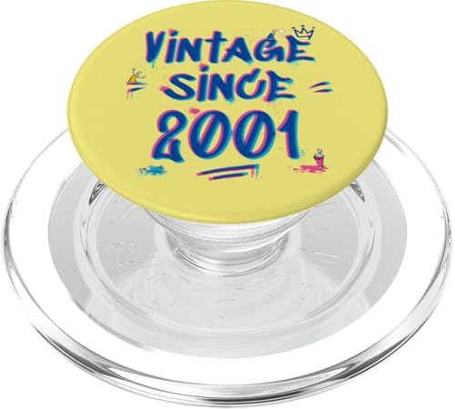 Vintage Since 2001 Graffiti Glitch 24th Bday Hip-Hop Vibes PopSockets PopGrip für MagSafe von Glitch Graffiti Style Graphic Design For Men Women