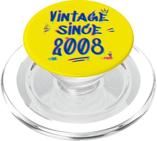 Vintage Since 2008 Graffiti Glitch 17th Birthday Hip-Hop PopSockets PopGrip für MagSafe von Glitch Graffiti Style Graphic Design For Men Women