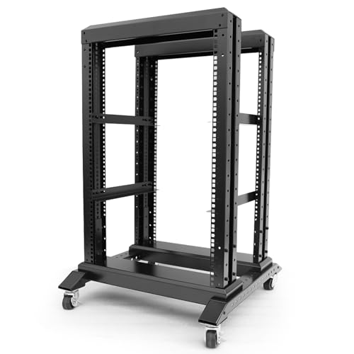 4POST-D600-15U, 15U 4-Pfosten-Offener Rahmen, Server-Rack, geeignet für 48,3 cm Serverausrüstung, kaltgewalzter Stahl, 40 cm tief, mit Rädern, robustes Gestell (4POST-D600-15U, 15U) von Global Rack