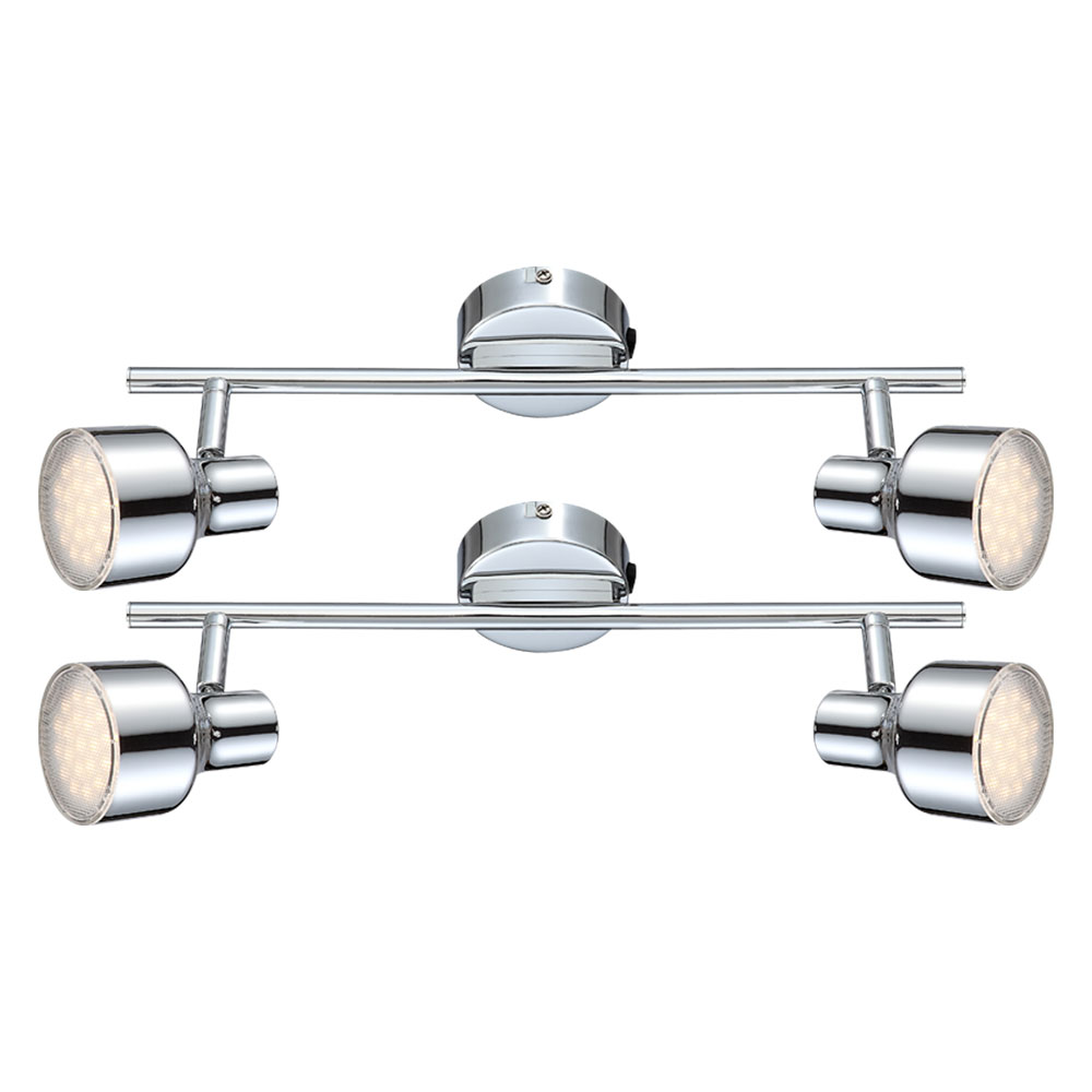 2er Set LED Deckenstrahler, Chrom, bewegliche Spots, L 38 cm von Globo