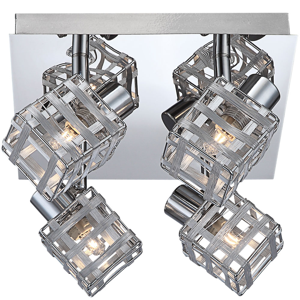 Deckenlampe, Chrom, bewegliche Spots, Würfel-Design, L 22 cm von Globo