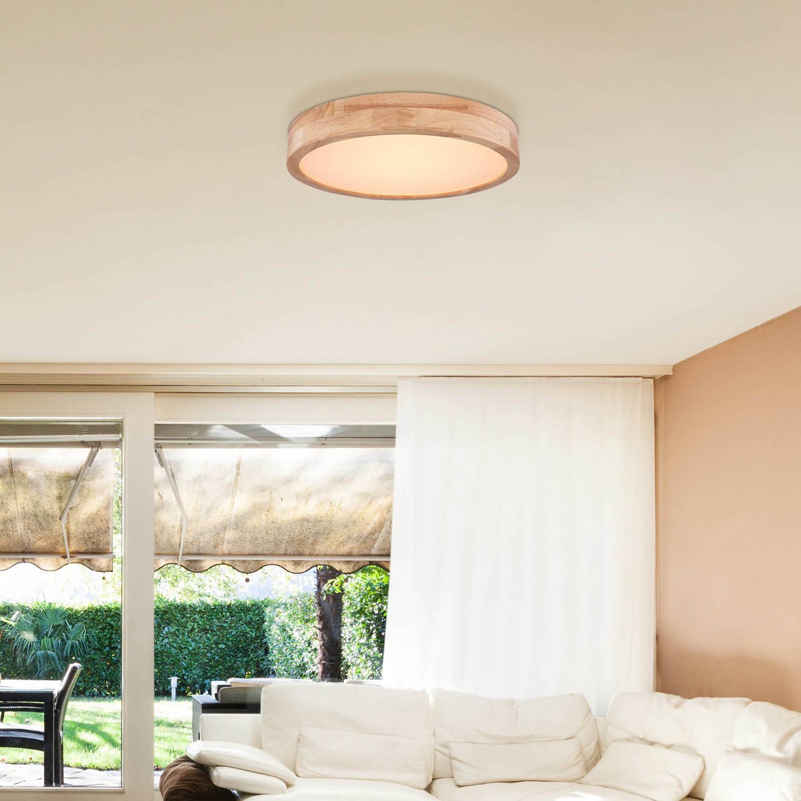 LED-Deckenlampe Rainer, Ø 40 cm, Holzoptik, Metall, CCT LED-Deckenlampe Rainer, Ø 40 cm, Holzoptik, Metall, CCT von Globo