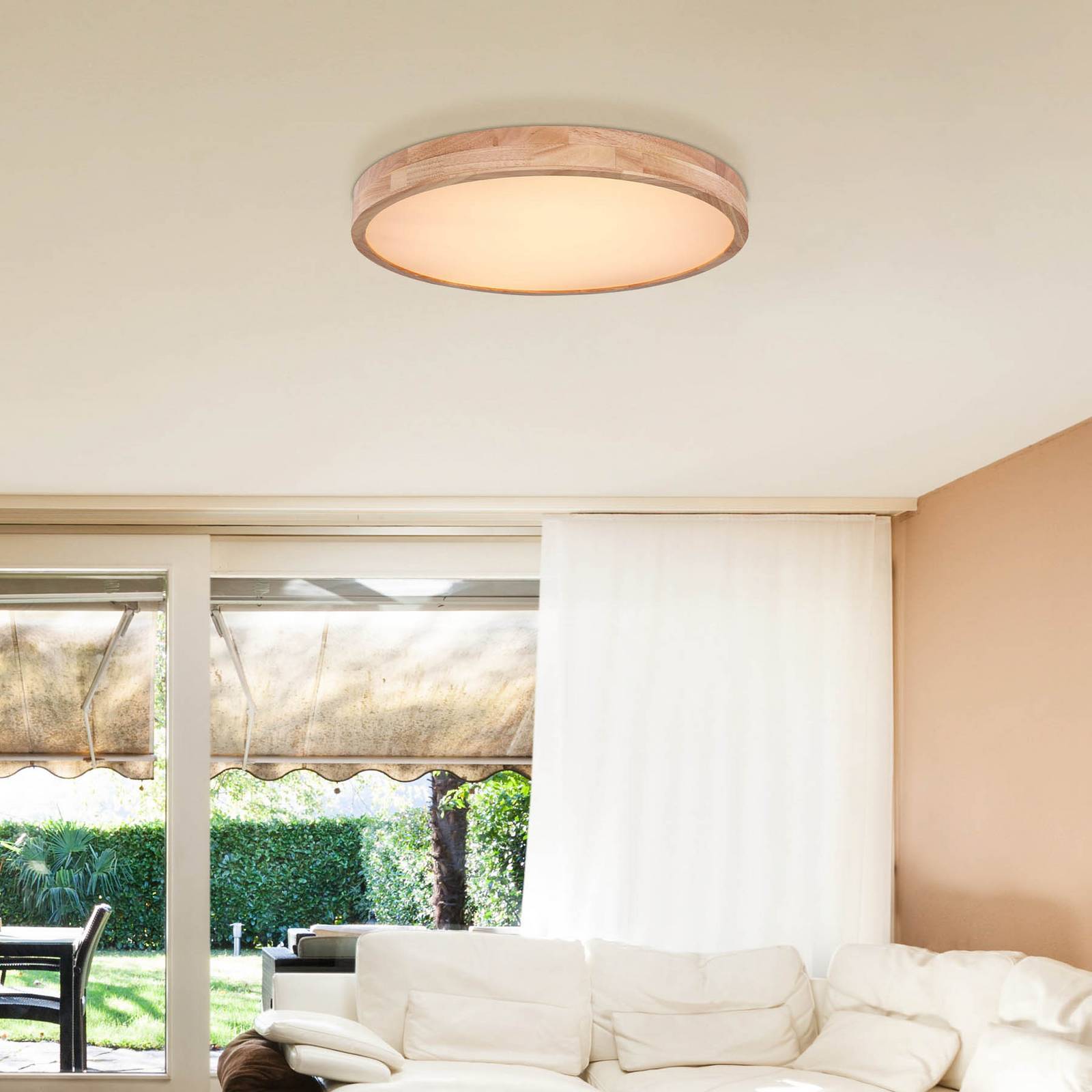 LED-Deckenlampe Rainer, Ø 60 cm, Holzoptik, Metall, CCT LED-Deckenlampe Rainer, Ø 60 cm, Holzoptik, Metall, CCT von Globo